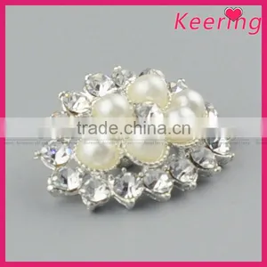 Decorative Vogue Excellent Metal Rhinestone and Pearl Button for Garments WBK-1490 thumbnail-2