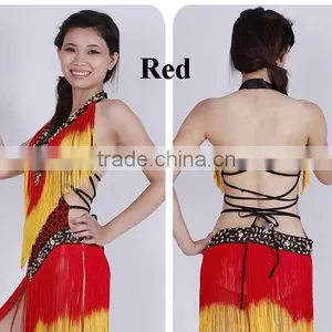 2015 Summer Hot Sale Blackless Tassel Latin Dress V-line Latin Dress thumbnail-6