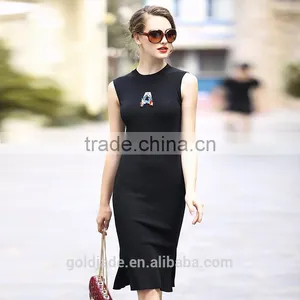 High Quality 2016 Spring Knit Woolen Women Vest Dress Sexy Fashion Evening Dress thumbnail-2