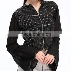 Domin Fashion Beading and Sequin Womens Crop Tops thumbnail-2