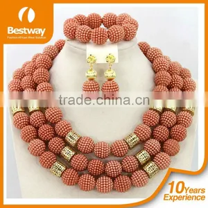 2015 New Arrival Africa Beads Jewelry Sets Including Necklace,bracelet,ring,earings Wholesales African Coral Beads Jewelry Set thumbnail-2