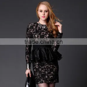 Hot Sale Above Knee Mini 3/4 Sleeve Hot Girl Sexy Club Black Lace Gold Sequin Sexy Prom Dress thumbnail-1