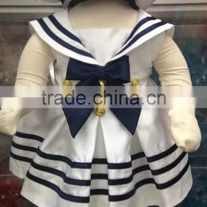 2017 Latest Design Hot Sale Summer Wholesale Silk Tutu Baby Clothing Kids Sleeveless Baby Girl Blue Stripe Dress thumbnail-2