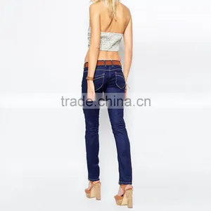 Plain Custom Slim Fit Denim Jeans Made in China for Women in Bulk thumbnail-2