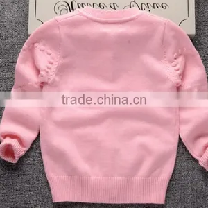 Latest Custom Child Girls Balls Pink Pearl Buttons Cardigan Sweater thumbnail-3