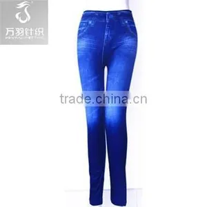 Seamless Dark Blue Retro Demin Sexy Legging thumbnail-1