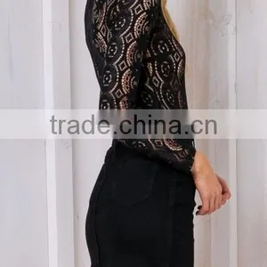Runwaylover 114 Hot Sale 2017 Women Fashion Lace Transparent T-Shirt thumbnail-4
