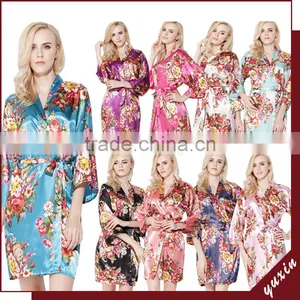 Satin Wedding Robes Silk Bridal Party Bathrobes Robe de Soiree RS1-0015 thumbnail-2