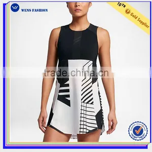 Dri-fit Technic Mesh Patched Polyester Spandex Tennis Dress Women Tennis Wear thumbnail-1