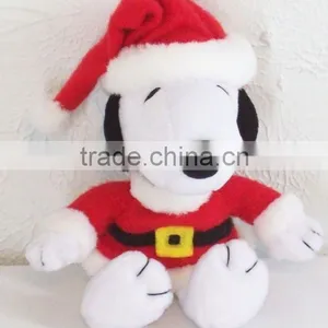Santa Snoopy Christmas Plush Doll Stuffed Dog Xmas Red Clothes thumbnail-1