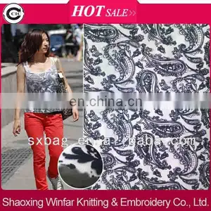 Shaoxing Winfar DTY Paisley Flocking Scuba Knitting Fabric for Garment thumbnail-1
