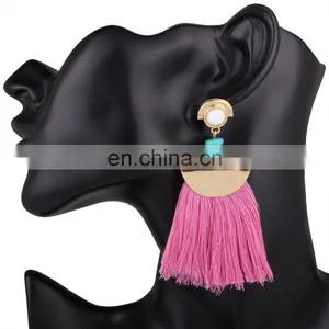 New Designs Gold Metal With Long Tassel Handmade Earrings thumbnail-5