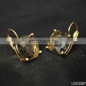 Square Beryl Gold Plated Earrings Finding Clip thumbnail-4