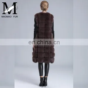 2016 Fashion Genuine Real Fox Fur Vest Women's Long Fox Fur Vests thumbnail-3
