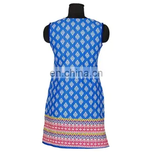 PRINTED KURTI WITH BOTTOM MULTI COLOR 100% COTTON thumbnail-1