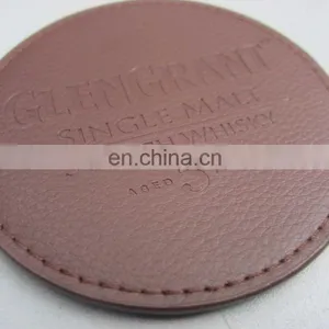 Factory Supply Leather pu Coaster With Debossed Logo thumbnail-2