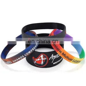 Popular Custom Made Embossed With Color Silicone Wristbands thumbnail-1
