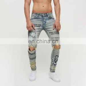 DiZNEW OEM DENIM SKINNY FIT DIGITAL PRINTING DESIGNERS MEN JEANS thumbnail-4