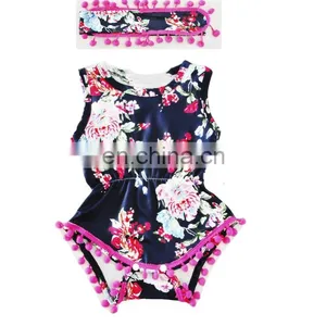 Fashion Flower Printed Colorful Baby Clothes Sleeveless Summer Baby Girl Romper thumbnail-1