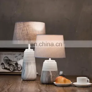 Unique Custom Barrel Shape Large Ceramic Base Cheap Office Table Lamp for Hotel Bedside thumbnail-2