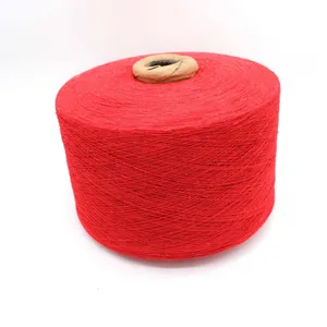 Red Color Ne12s/1 Sock Yarn Open-end Spinning Cotton Blended Yarn Cone Yarn Manufacturers Supply thumbnail-1