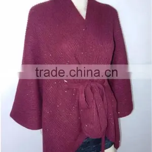 Ladies Women Fashion Blanket Office Cashmere Pashmina & Wool Knitted 2016 New Winter Warm Top Cape With Belt thumbnail-4