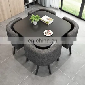 Manufacturer Modern Style Living Room Home Furniture Square Space Saving 4 Seaters Dining Table Set thumbnail-5