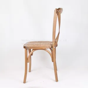 Crossback Chair Beech Wood Material Stackable With Cushion Seat With Rattan Surface EN12520 Standard thumbnail-3