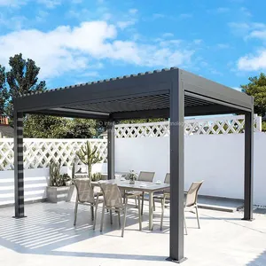 Yashengou Customized Rainproof Garden Buildings Vented Louvered Gazebo Electric Operated Pergola for Sun Coverage thumbnail-2