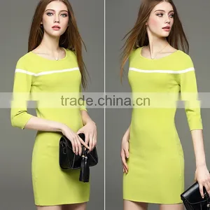 2017 Hot Summer New Knit Half Sleeve Stripe Dress With Slimming Looking thumbnail-1