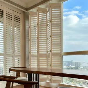 100% Custom Made Basswood Window Shutter Bi-folding Panels thumbnail-1