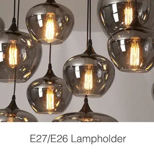 Smoke Glass Multi-Head Linear Pendant – Mixed Shades, E27 thumbnail-3