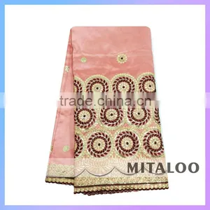 Mitaloo Leaf Green Silk George Lace Fabrics Hot Selling African Raw Silk George Fabrics for 2015 thumbnail-2