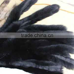 Natural Fox Fur Collar Trim Silver Fox Real Fur Black Color Collar for Coat thumbnail-1