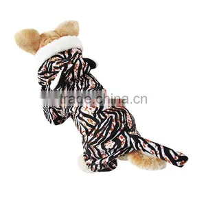 Black and White Dog Tiger Clothes With Warp-knitted Velvet Fit for Spring Autumn and Winter thumbnail-2