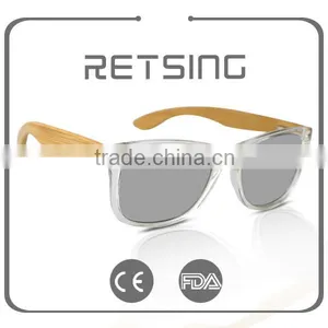 Popular Style Sunglass Wood Temple Sun Glasses With Transparent Plastic Frame thumbnail-6