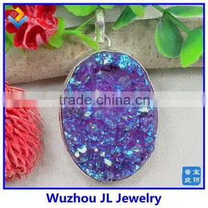 2015 Free Shape Amethyst Druzy Pendant Agate Slice Pendant Wholesale Agate Druzy Pendants thumbnail-1