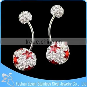 Nickel Free 316L Surgical Steel 14ga CZ Gem Paved Ferido Ball Belly Button Rings thumbnail-5