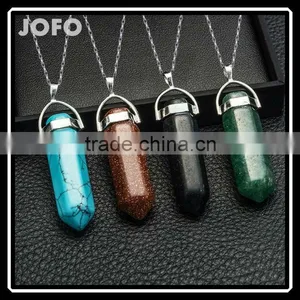 Bullet Shape Natural Stone Real Amethyst Necklaces Crystal Gem Stone Quartz Pendant Necklace For Female thumbnail-1