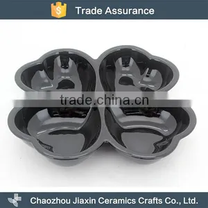 Cheap Durable Clover Shaped Black Ceramic Snack Dish thumbnail-1