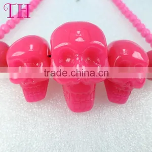 Factory Direct Supply Hot Selling Pink Women Beaded Skull Necklace for Sale thumbnail-1