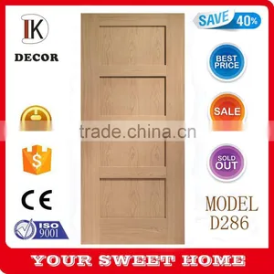 Unfinished Oak Veneer Wooden Sliding Doors for Bathrooms thumbnail-1