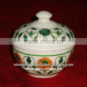 Apple Shape Marble Inlay Box Stone Inlaid Decorative Box thumbnail-1