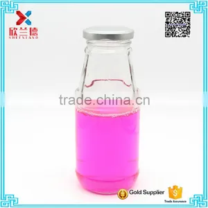 Glass Milk Beverage Drinking Bottle With Screw Top Lid 350ml thumbnail-1
