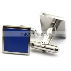 Wholesale Blue Square Shape Stainless Steel Cuff Link thumbnail-2