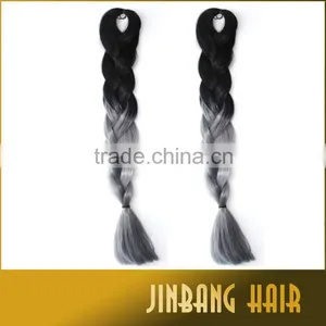 100g 24inch Black and Grey High Temperature Synthetic Fiber Hair Ombre Jumbo Braid thumbnail-3