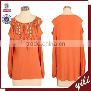2015 Long Sleeve Round Neck Laser Front Women Sexy Blouse thumbnail-1