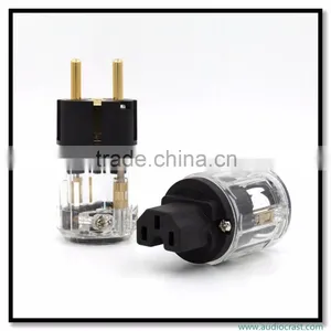OEM/ODM Gold Plated EU Schuko Mains Power Plug + IEC Connector Audio thumbnail-1