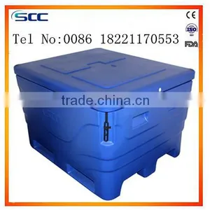 Roto-molded Plastic Fish Cartons With Insulation Material Ice Fish Holder Fish Storage Crate thumbnail-1