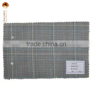 Grey Plaid Poly Wool Viscose Blend Fabric in Stock thumbnail-1